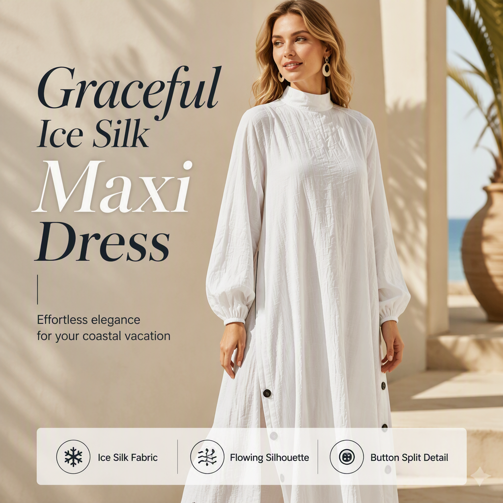 Women's Loose Long Sleeve Maxi Dress