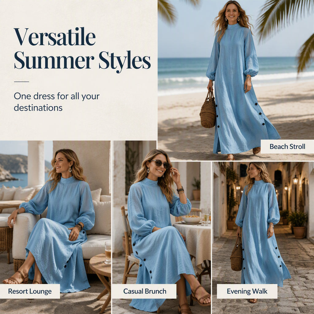 Women's Loose Long Sleeve Maxi Dress