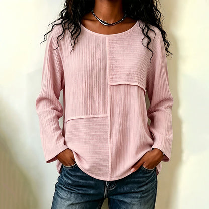 Bestseller🏆👚 Textured Patchwork Crewneck – Timeless Silhouette & Effortless Style for Every Look
