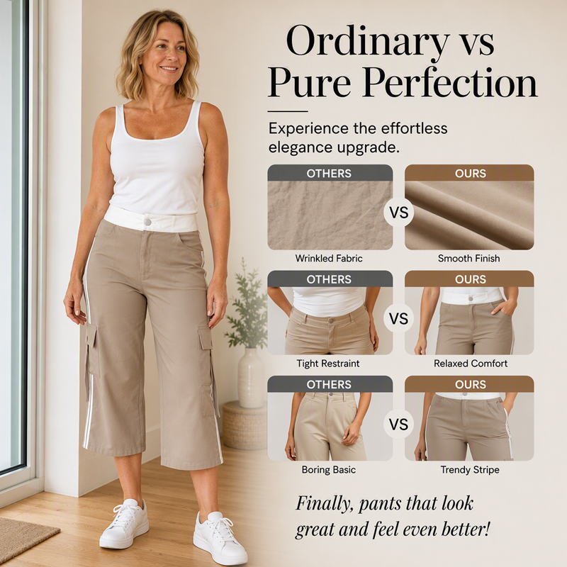 👖New Arrivals - Side-Stripe Capri Cargos with Pockets – Relaxed Fit & Sporty Edge for Everyday Wear