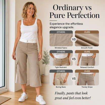 👖New Arrivals - Side-Stripe Capri Cargos with Pockets – Relaxed Fit & Sporty Edge for Everyday Wear