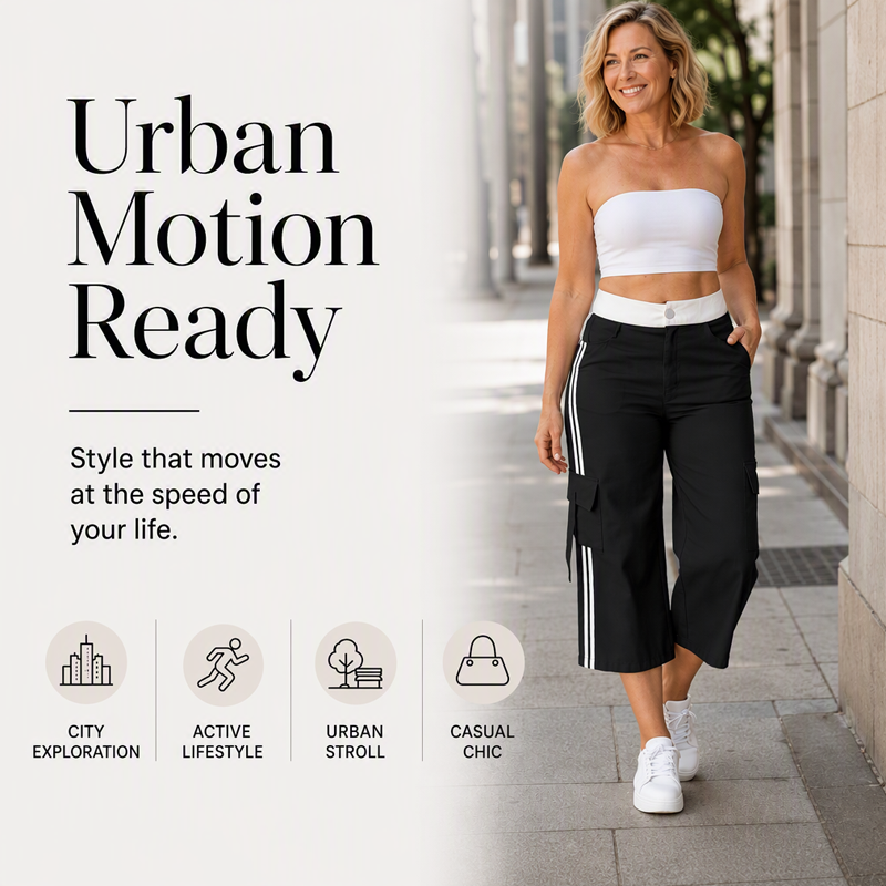 👖New Arrivals - Side-Stripe Capri Cargos with Pockets – Relaxed Fit & Sporty Edge for Everyday Wear