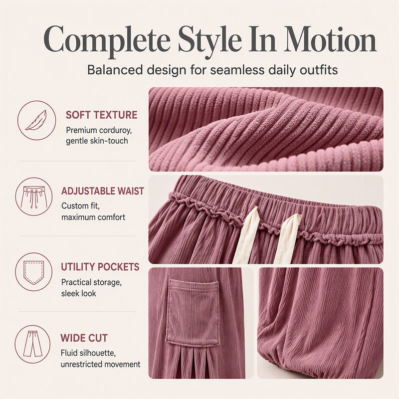 Women's Corduroy Drawstring Cargo Pants