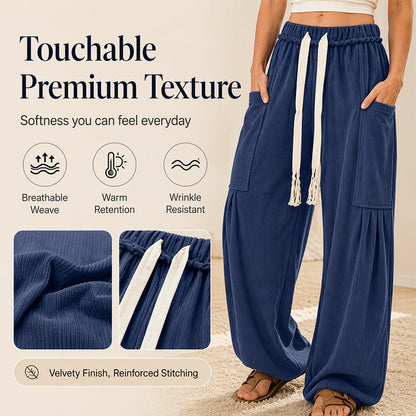 Women's Corduroy Drawstring Cargo Pants