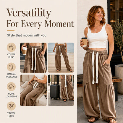 Women's Corduroy Drawstring Cargo Pants