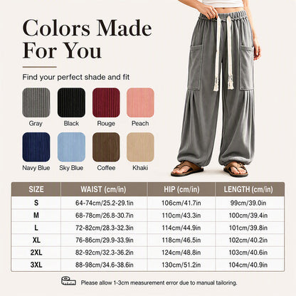 Women's Corduroy Drawstring Cargo Pants
