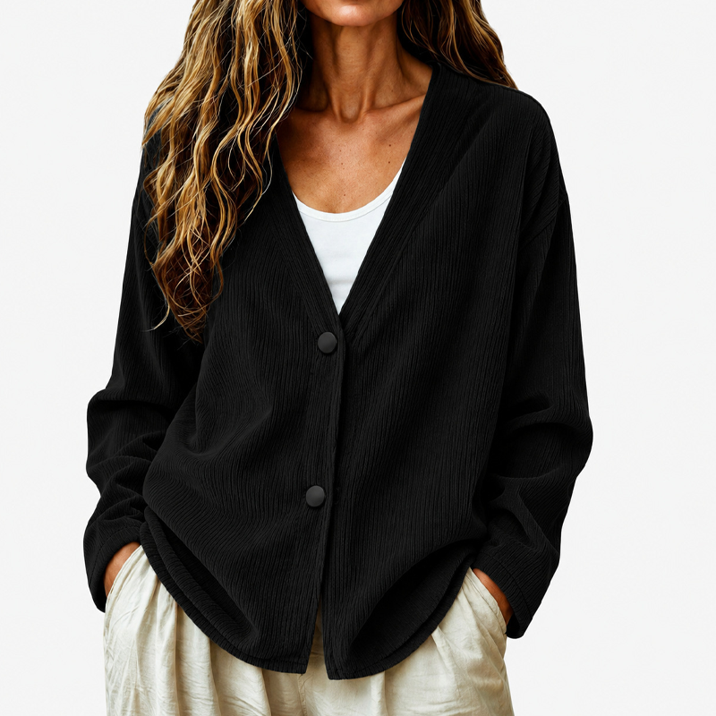 🧶✨ Women's V-Neck Corduroy Knit Cardigan – Cozy Comfort Meets Effortless Style