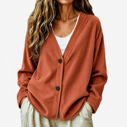 🧶✨ Women's V-Neck Corduroy Knit Cardigan – Cozy Comfort Meets Effortless Style