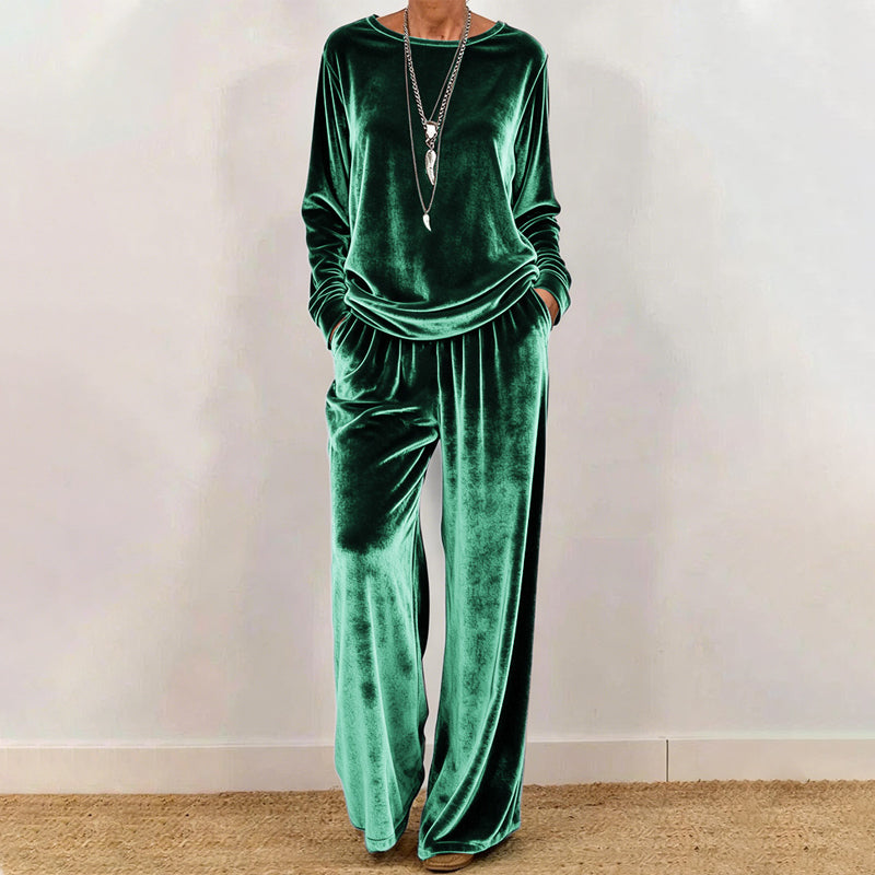 🍁New Fall Collection-Women's Velvet Top & Pants 2-Piece Set