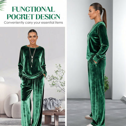 🍁New Fall Collection-Women's Velvet Top & Pants 2-Piece Set
