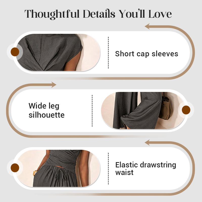 🍁New Fall Collection-Women's Crossover Top & Wide-Leg Pants Set