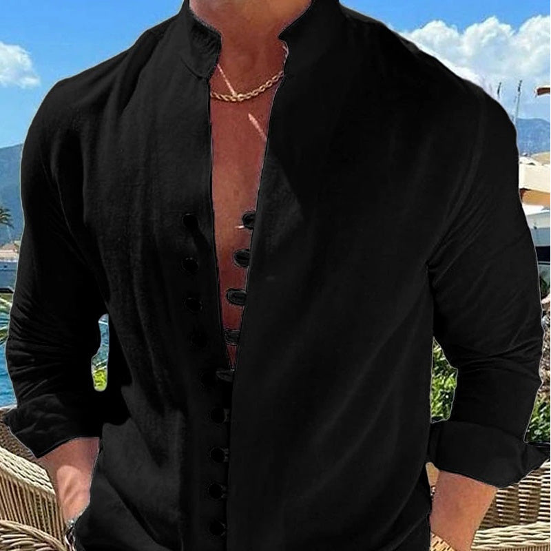 ⌛Limited-Time Offer🛍️Men's Casual Stand Collar Long Sleeve Shirt