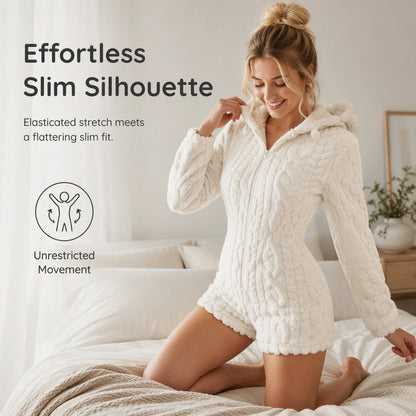 Women’s Plush Hooded Long Sleeve Romper