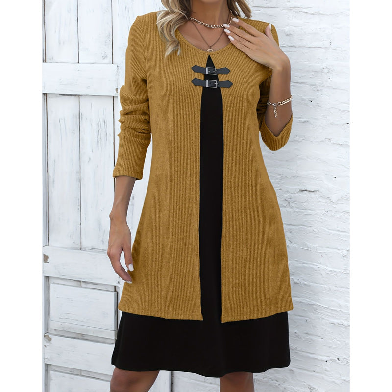 Women's Casual Ribbed Knit Long Sleeve Dress