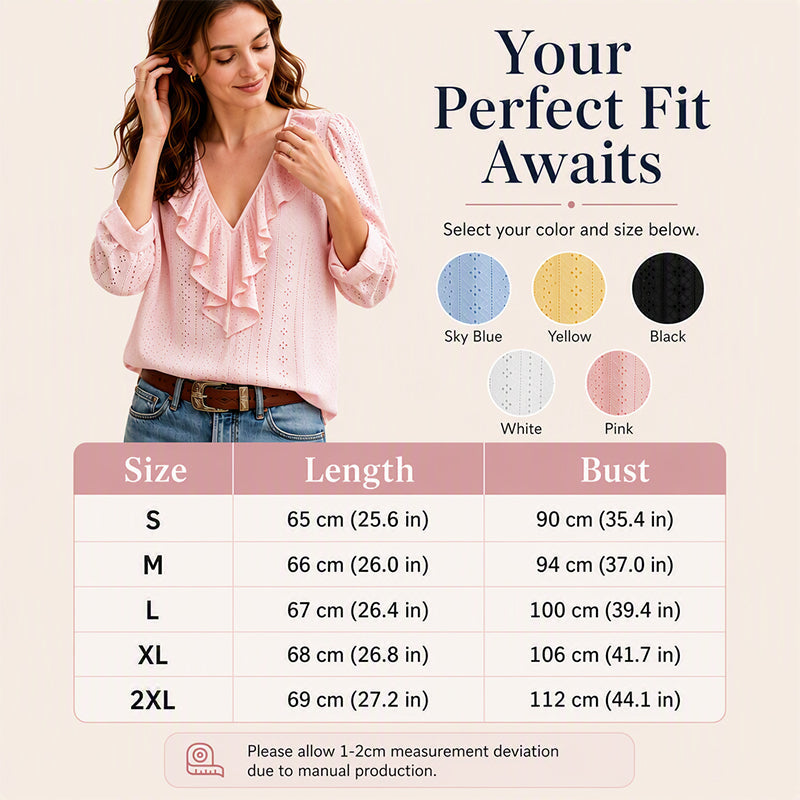 Women's Elegant V-Neck Ruffle Top