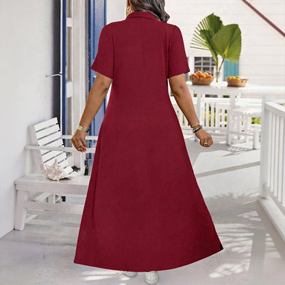 Women's Casual Solid Color Zipper Maxi Dress