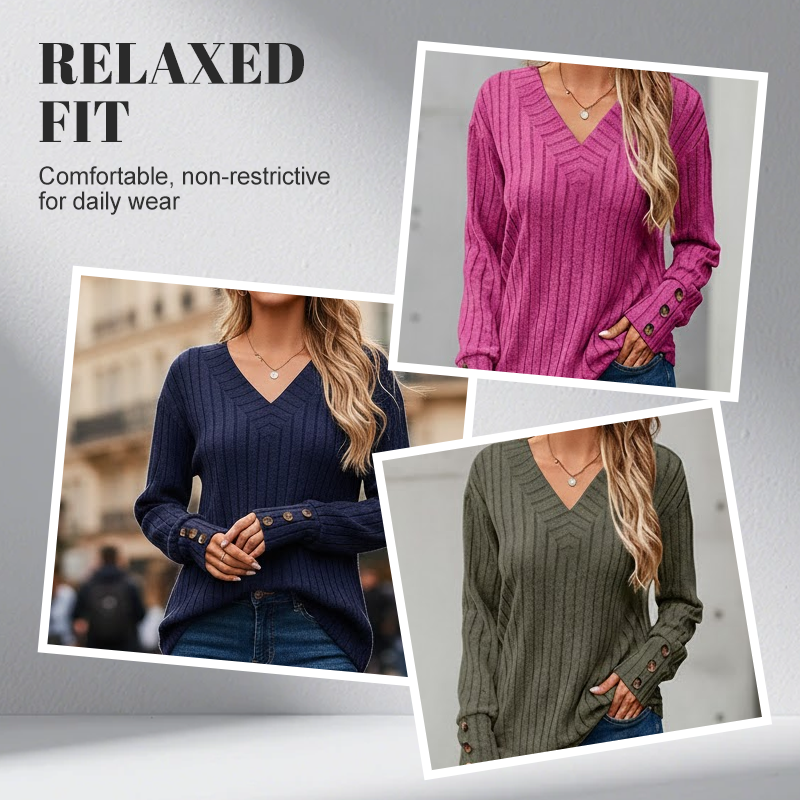 Women’s Casual V-Neck Long Sleeve Top