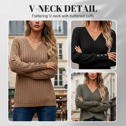 Women’s Casual V-Neck Long Sleeve Top