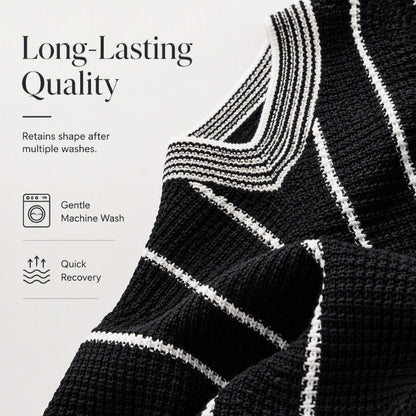⌛Limited-Time Offer-Women's Loose Casual V-Neck Striped Sweater