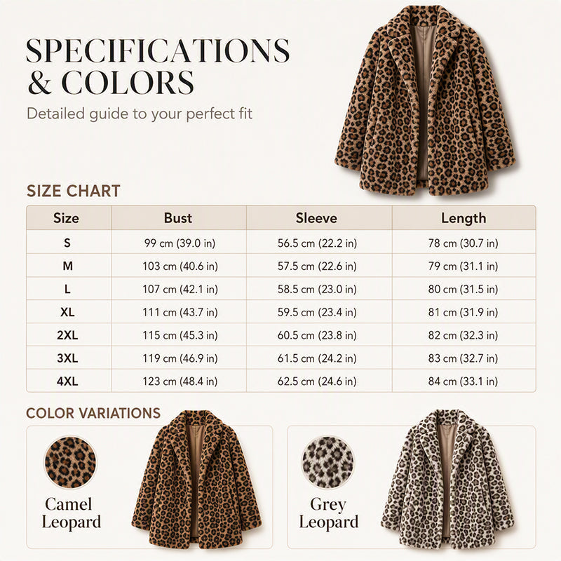 Women’s Stylish Leopard Print Faux Fur Coat