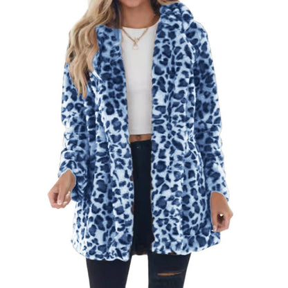 Women’s Stylish Leopard Print Faux Fur Coat