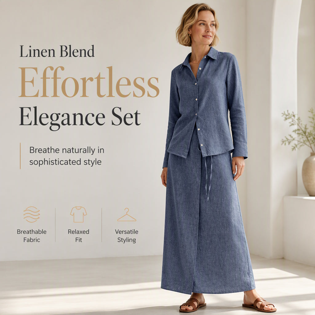 Women Casual Shirt & Long Skirt Two-Piece Set