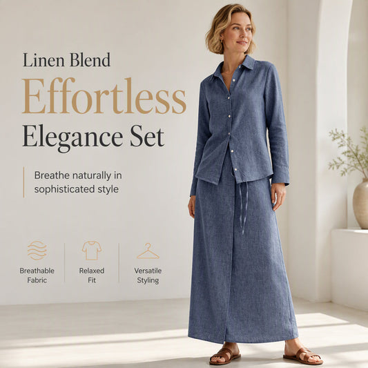 Women Casual Shirt & Long Skirt Two-Piece Set