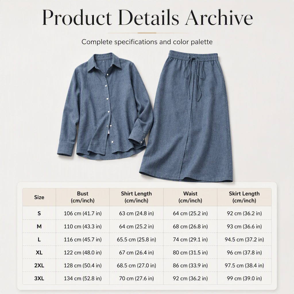 Women Casual Shirt & Long Skirt Two-Piece Set