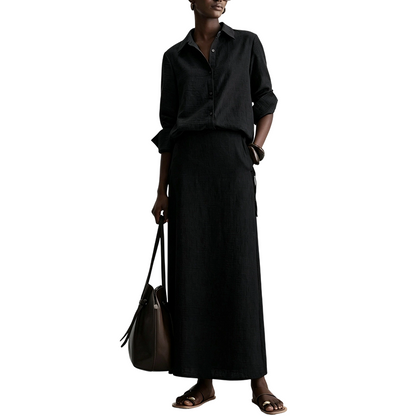 Women Casual Shirt & Long Skirt Two-Piece Set