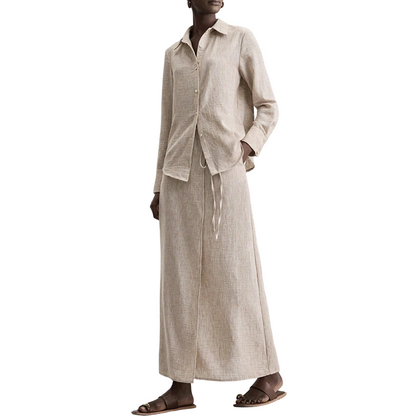 Women Casual Shirt & Long Skirt Two-Piece Set