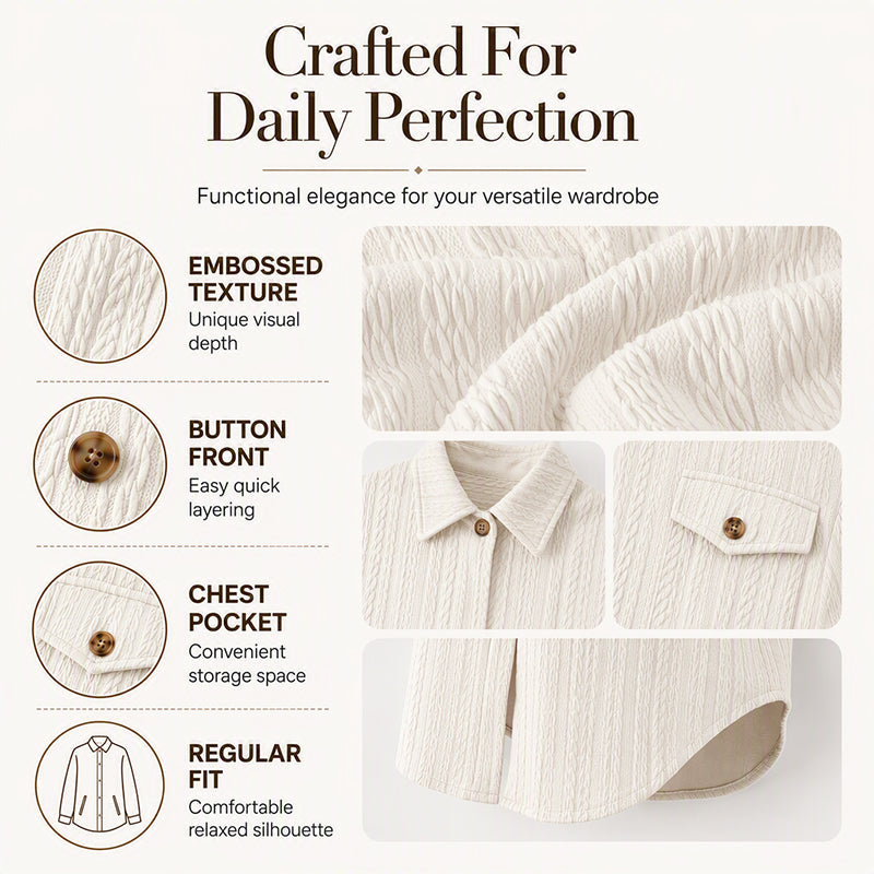 Women's Textured Long Sleeve Button-Down Shirt