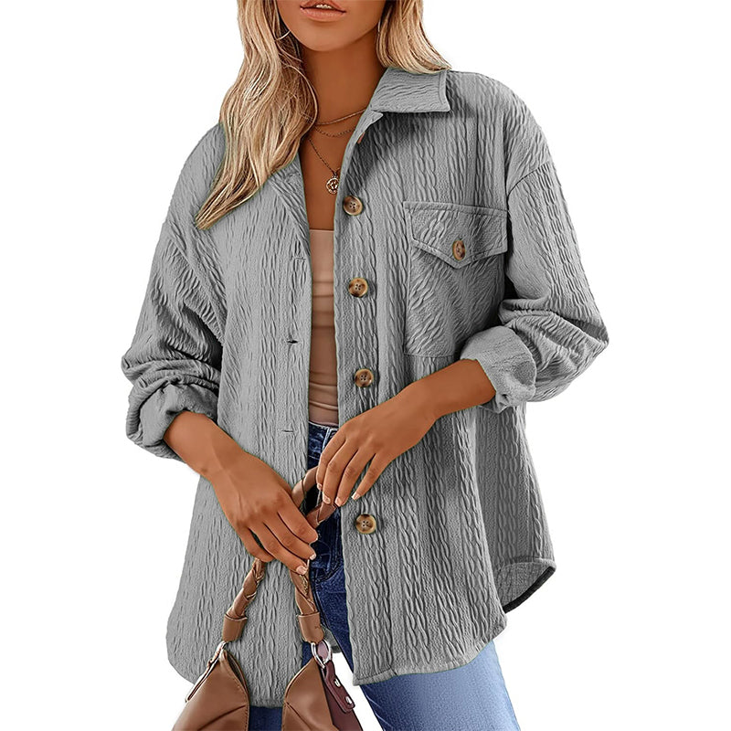 Women's Textured Long Sleeve Button-Down Shirt