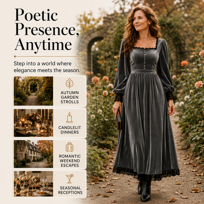 Women's Vintage Square Neck Velvet Dress