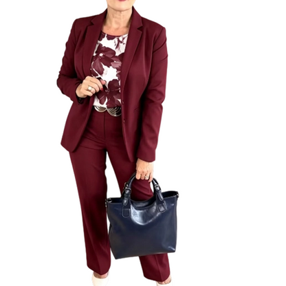 ✨ Elevated Comfort | Women's Tailored Blazer, Floral Top & Pants 3-Piece Set
