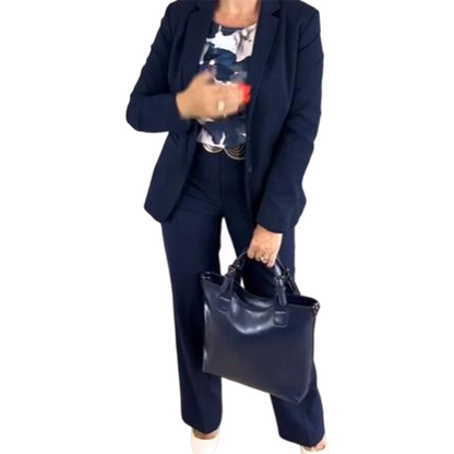 ✨ Elevated Comfort | Women's Tailored Blazer, Floral Top & Pants 3-Piece Set