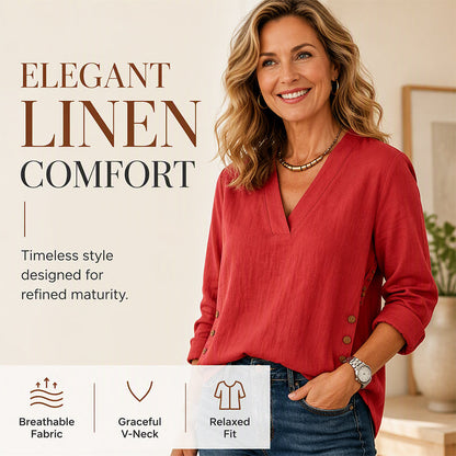 Women's V-Neck Loose-Fit Casual Top