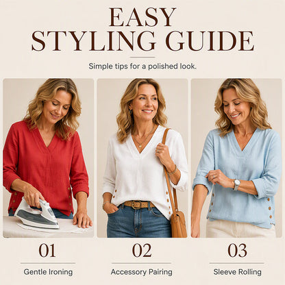 Women's V-Neck Loose-Fit Casual Top