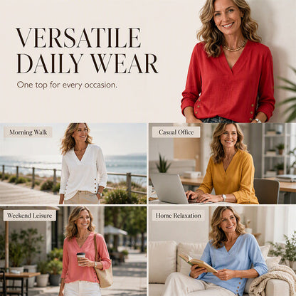 Women's V-Neck Loose-Fit Casual Top