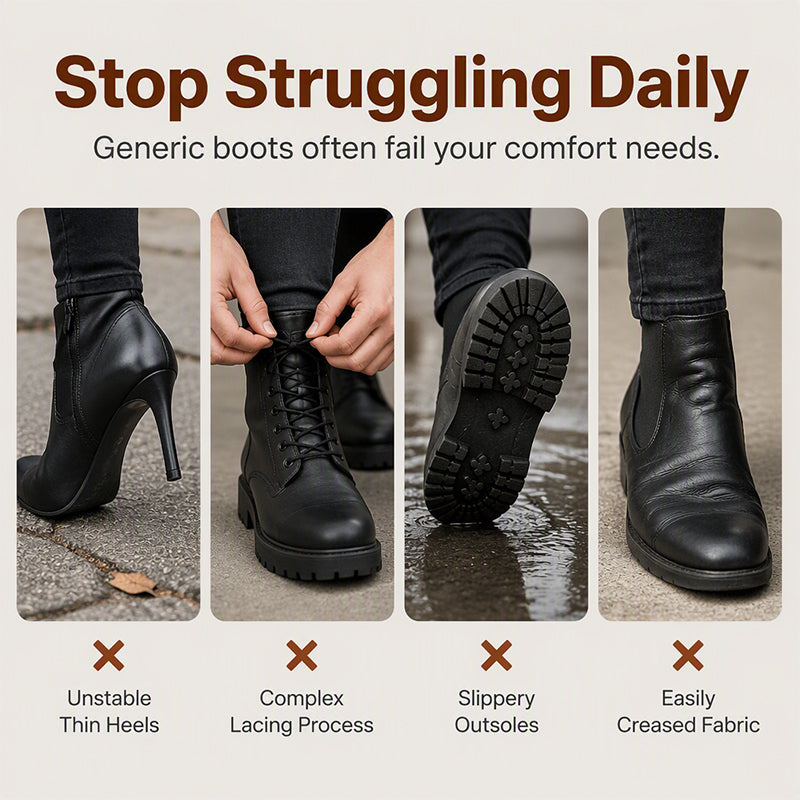 Women's Round Toe Chunky Heel Martin Boots