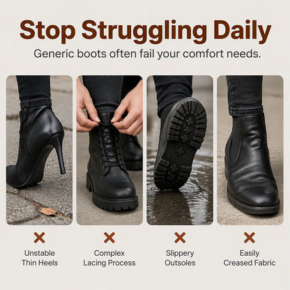 Women's Round Toe Chunky Heel Martin Boots