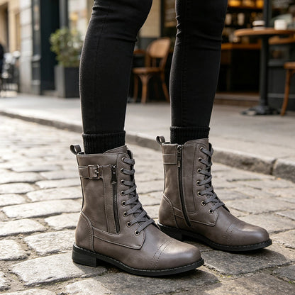 Women's Round Toe Chunky Heel Martin Boots