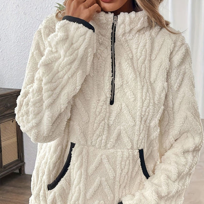 Half-Zip Fuzzy Pocket Sweatshirt