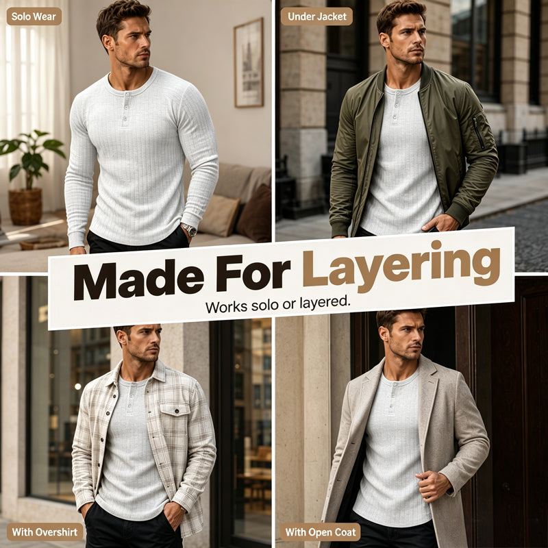 Men's Slim Fit Henley Shirt