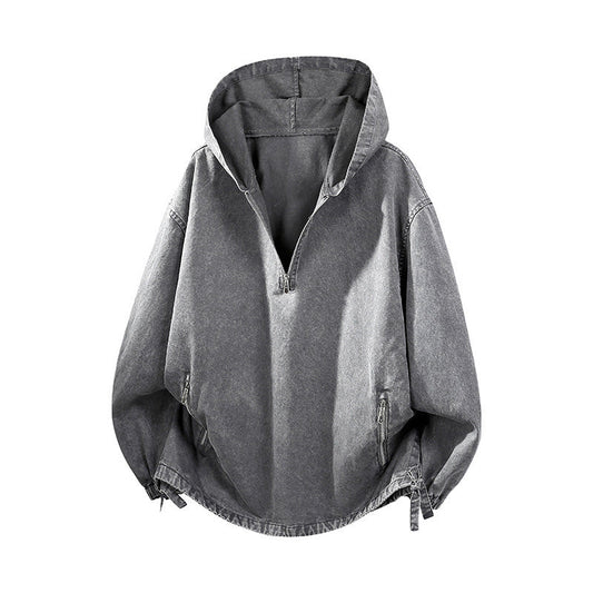 Men's Vintage Washed Half-Zip Hooded Top