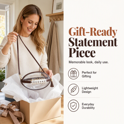 🏈 Clear Football-Shaped Crossbody Bag – Game-Day Style Meets Everyday Convenience ✨