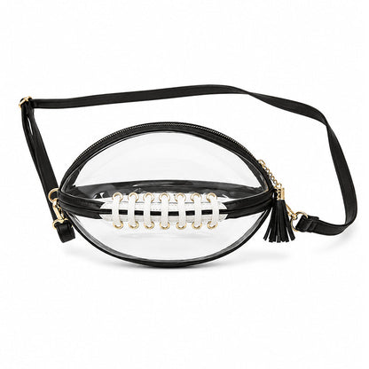 🏈 Clear Football-Shaped Crossbody Bag – Game-Day Style Meets Everyday Convenience ✨
