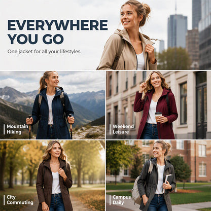 Women's Water Resistant Hooded Rain Jacket