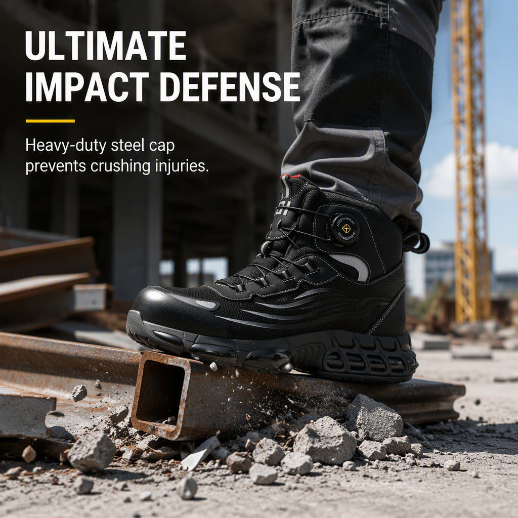 High-Top Safety Shoes with Steel Toe & Puncture Resistant Sole