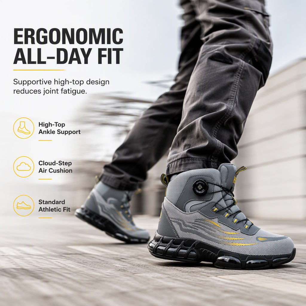 High-Top Safety Shoes with Steel Toe & Puncture Resistant Sole
