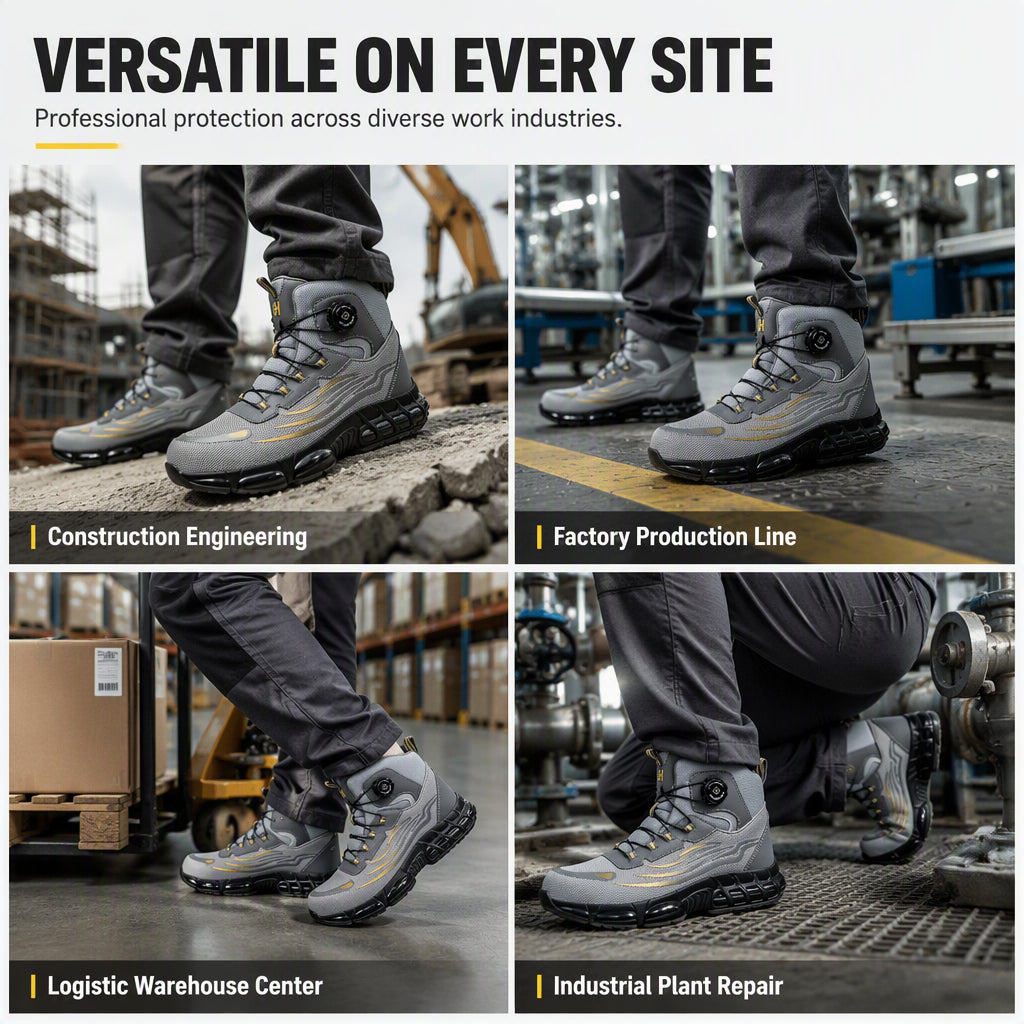High-Top Safety Shoes with Steel Toe & Puncture Resistant Sole